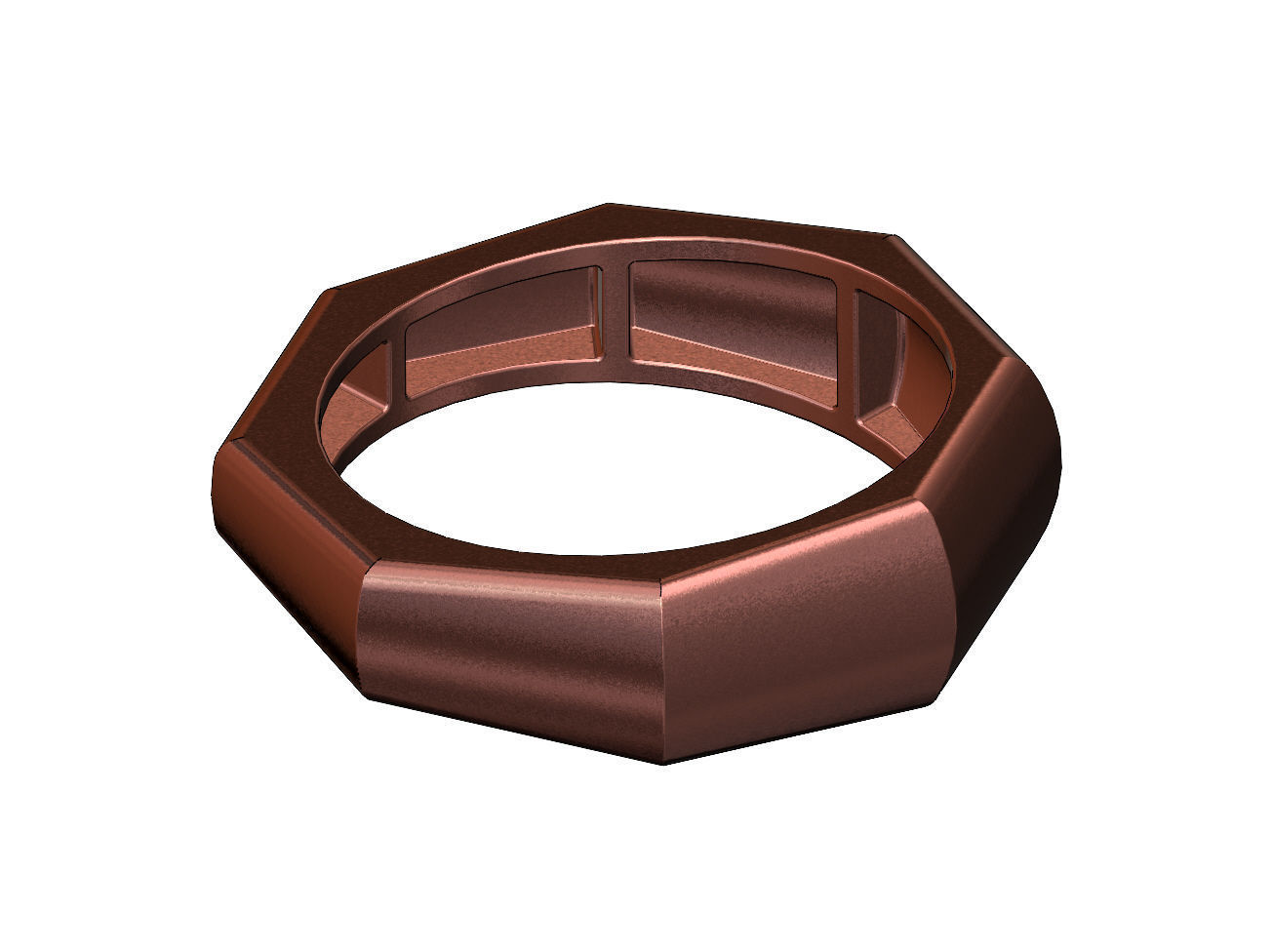 Tapered dome 8 facetes ring US sizes 6to11 3D print model_9