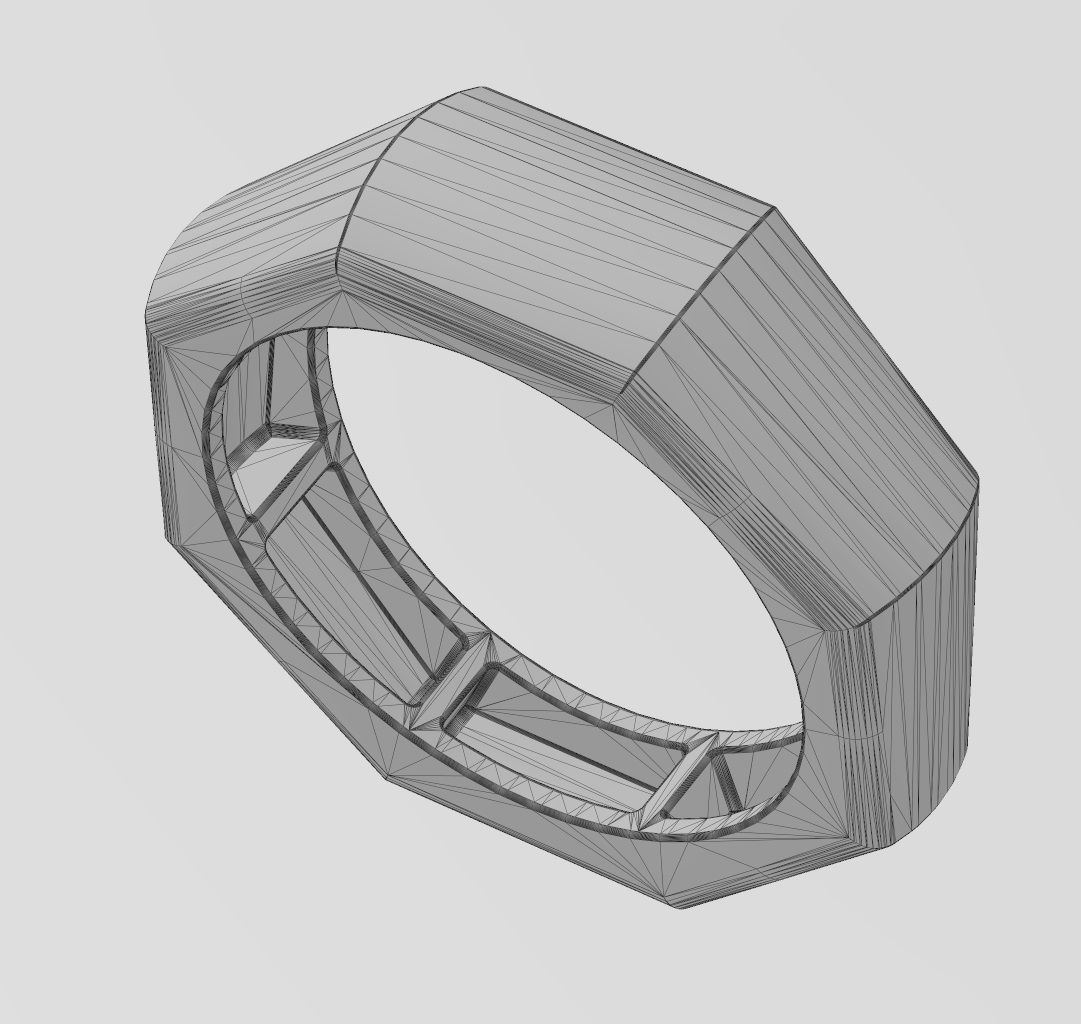 Tapered dome 8 facetes ring US sizes 6to11 3D print model_14