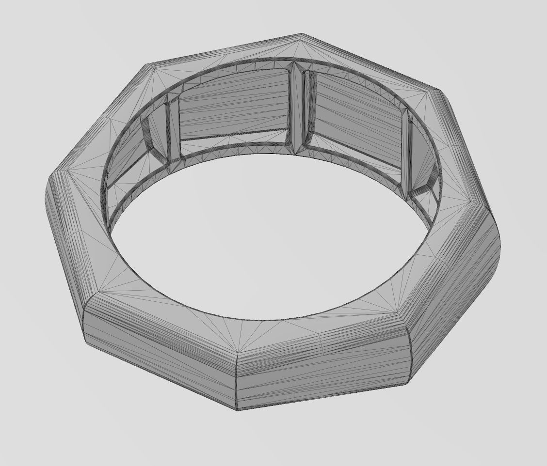 Tapered dome 8 facetes ring US sizes 6to11 3D print model_15