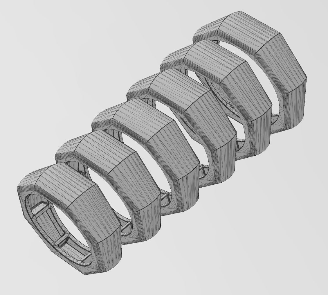 Tapered dome 8 facetes ring US sizes 6to11 3D print model_13