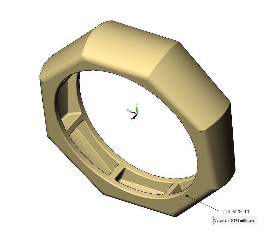 Tapered dome 8 facetes ring US sizes 6to11 3D print model_17