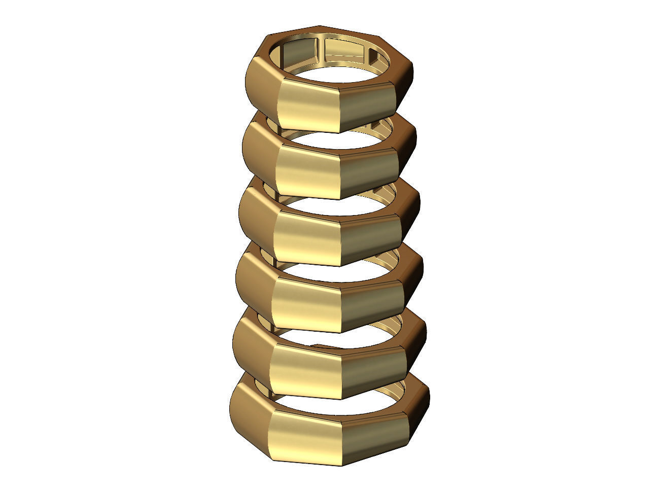 Tapered dome 8 facetes ring US sizes 6to11 3D print model_3