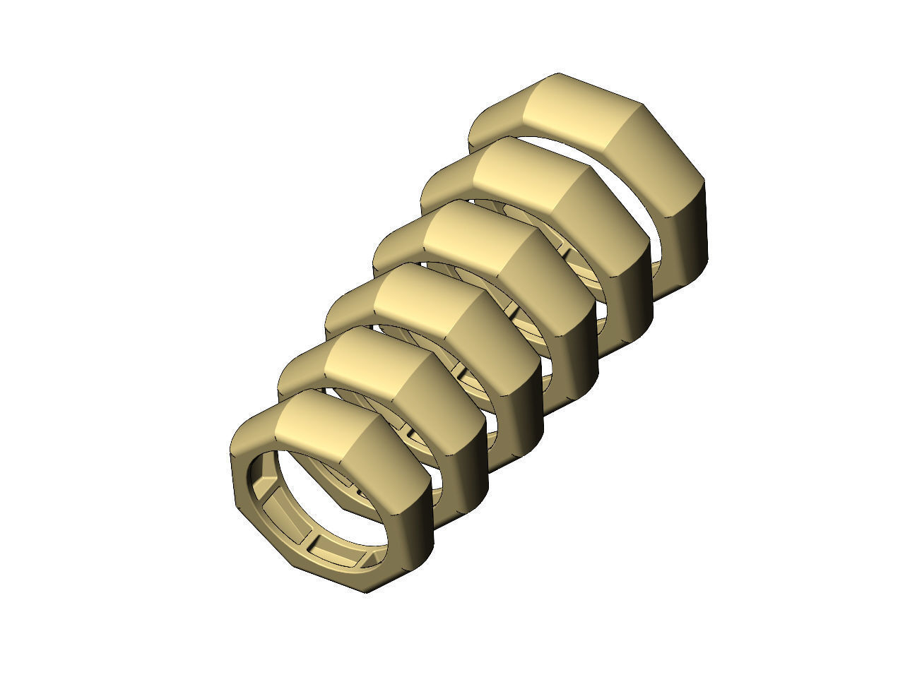 Tapered dome 8 facetes ring US sizes 6to11 3D print model_4