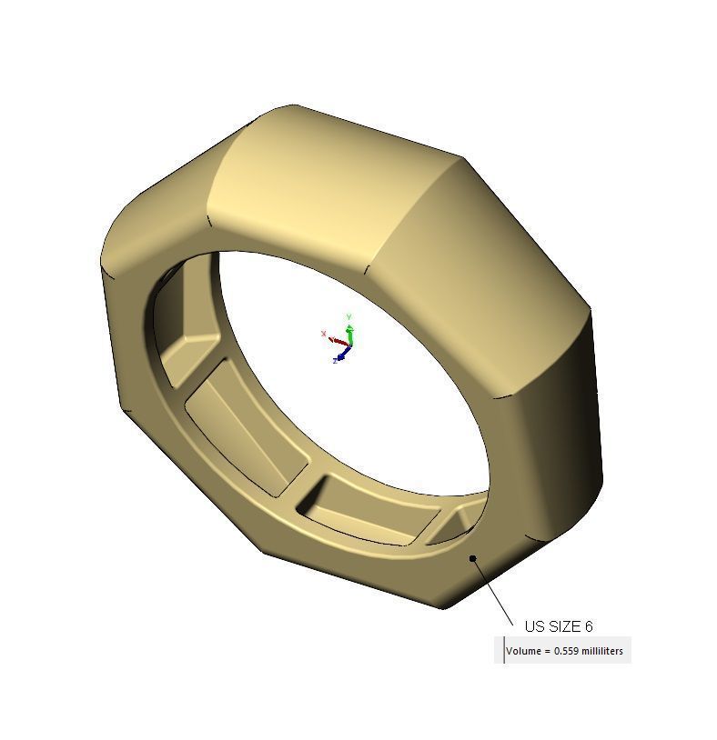 Tapered dome 8 facetes ring US sizes 6to11 3D print model_11