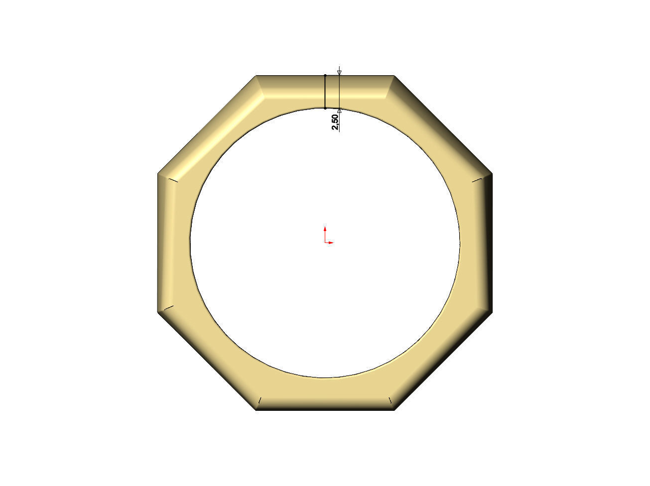 Tapered dome 8 facetes ring US sizes 6to11 3D print model_6