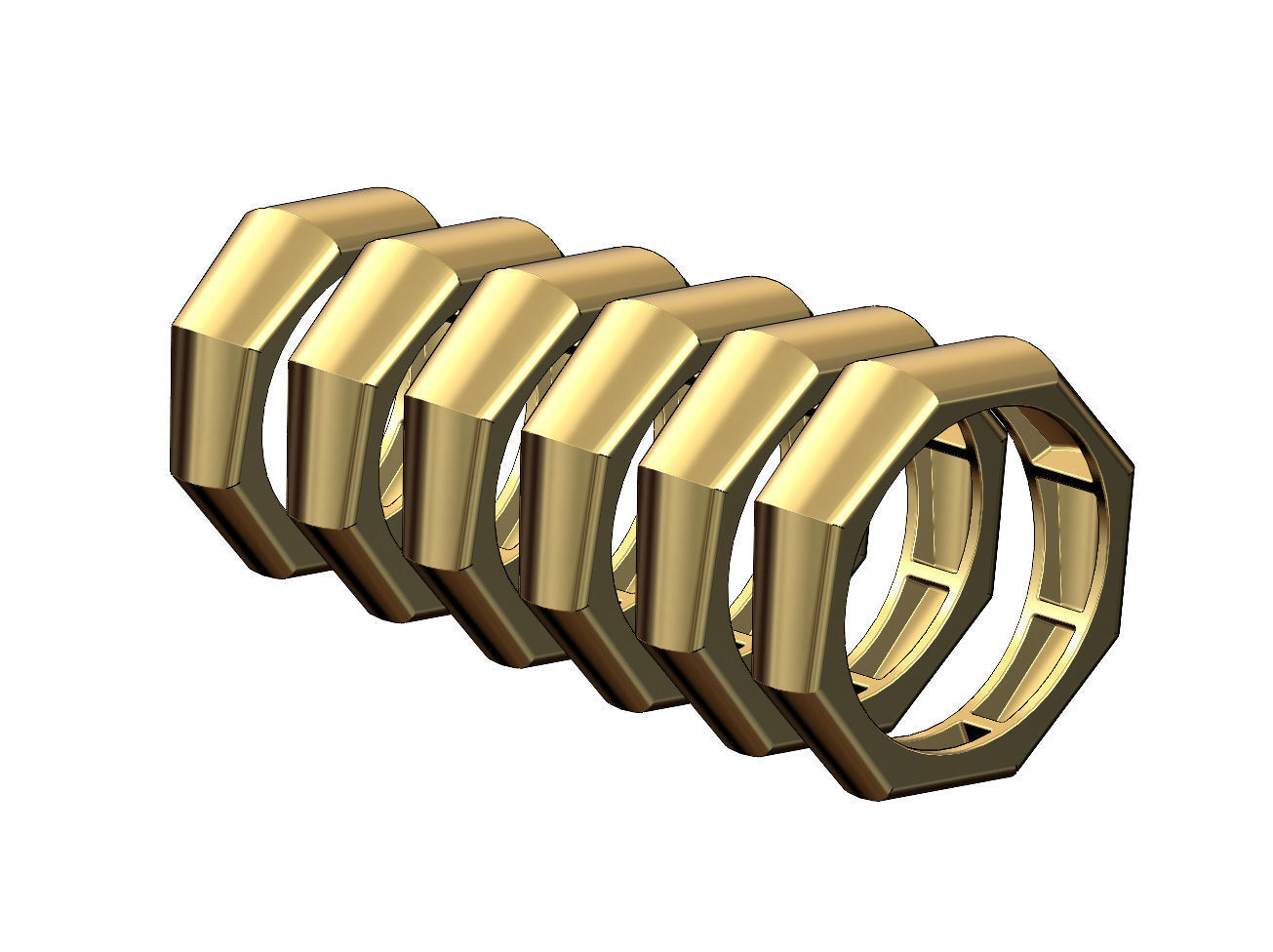 Tapered dome 8 facetes ring US sizes 6to11 3D print model_2