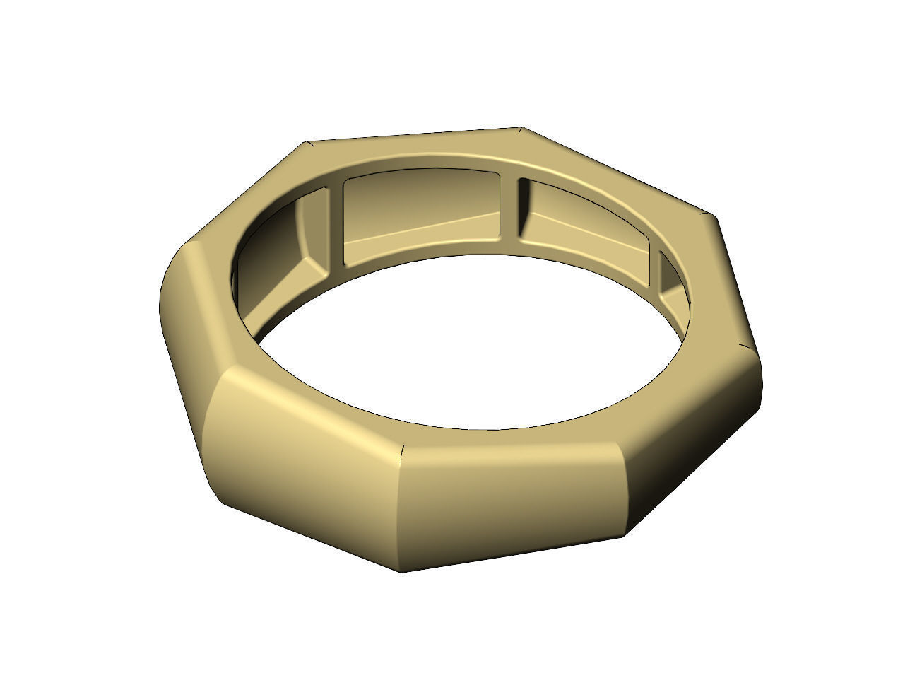 Tapered dome 8 facetes ring US sizes 6to11 3D print model_8