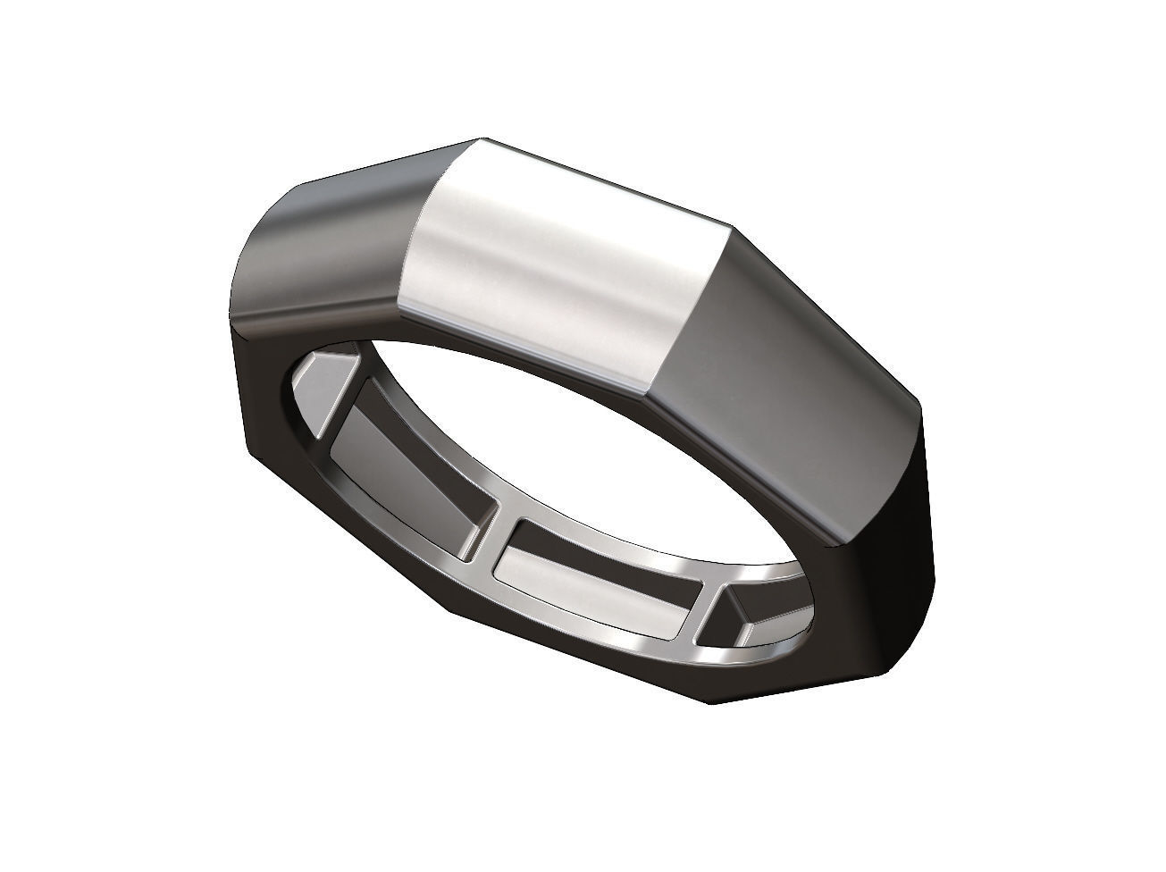 Tapered dome 8 facetes ring US sizes 6to11 3D print model_10