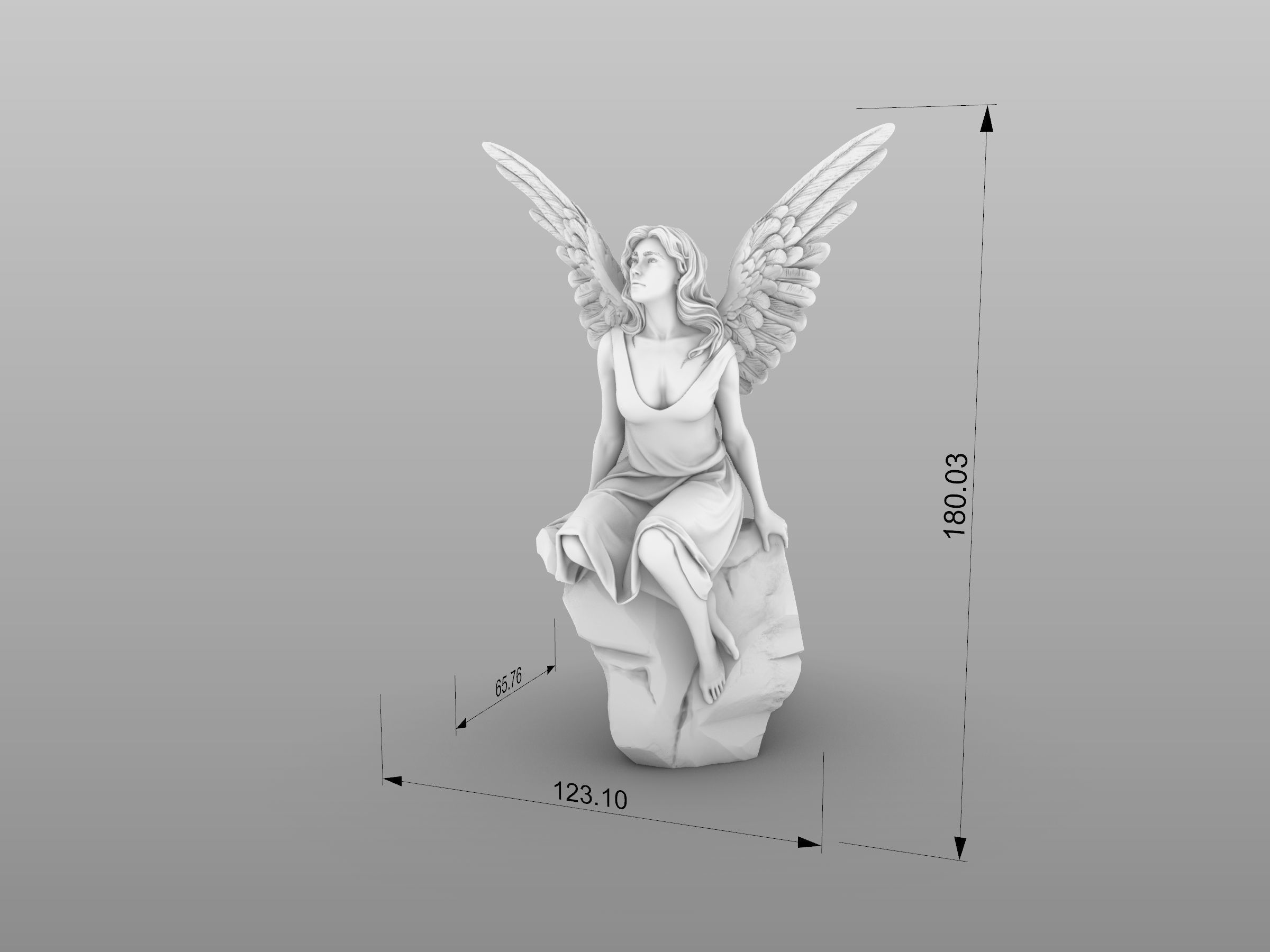 beautiful angel siting on the rock  3D print model_10