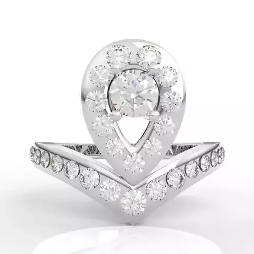 Teardrop V-Shaped Diamond Ring