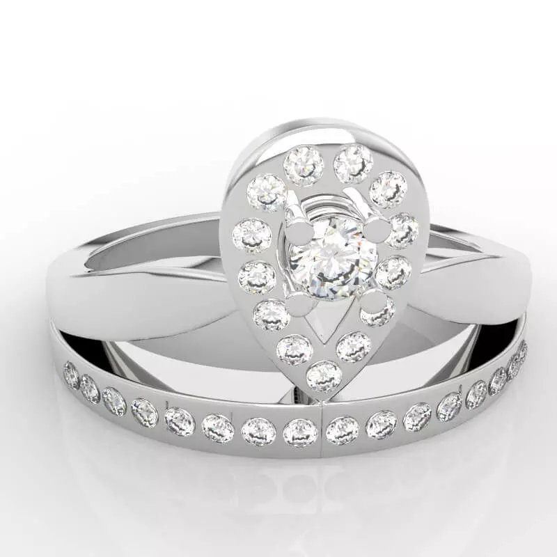 Teardrop Halo Wedding Ring 3D print model
