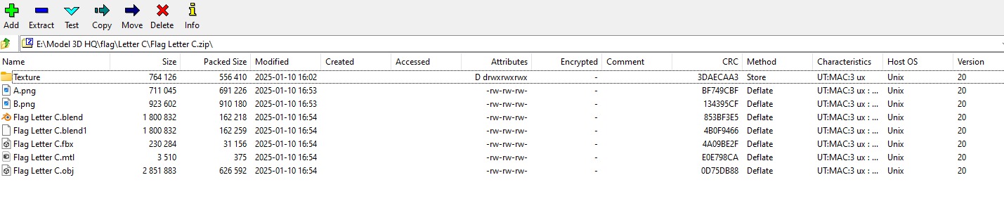 Flag Letter C Low-poly 3D model_2