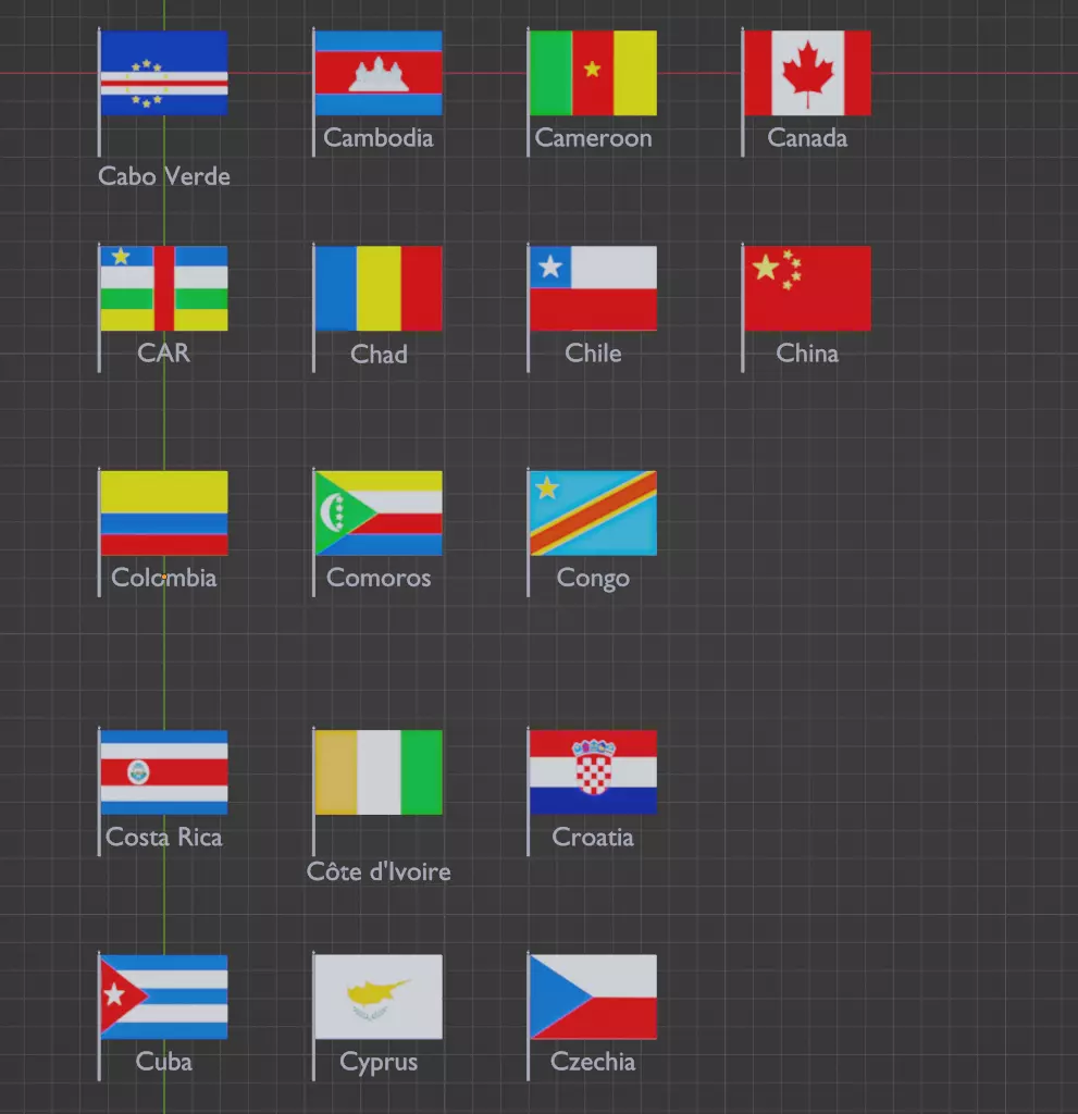 Flag Letter C Low-poly 3D model_0