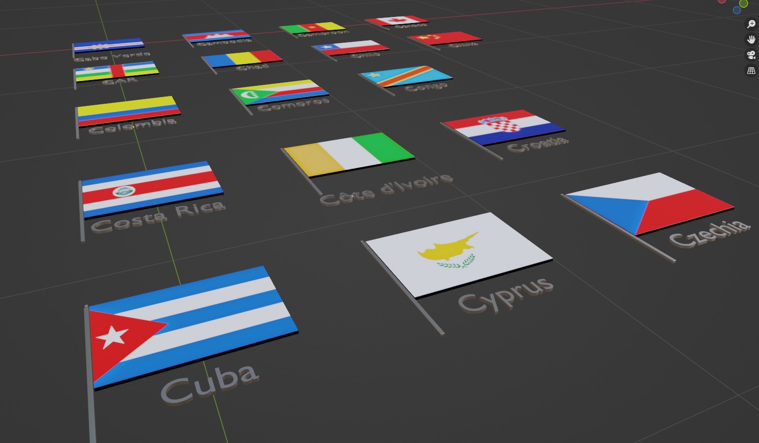 Flag Letter C Low-poly 3D model_1