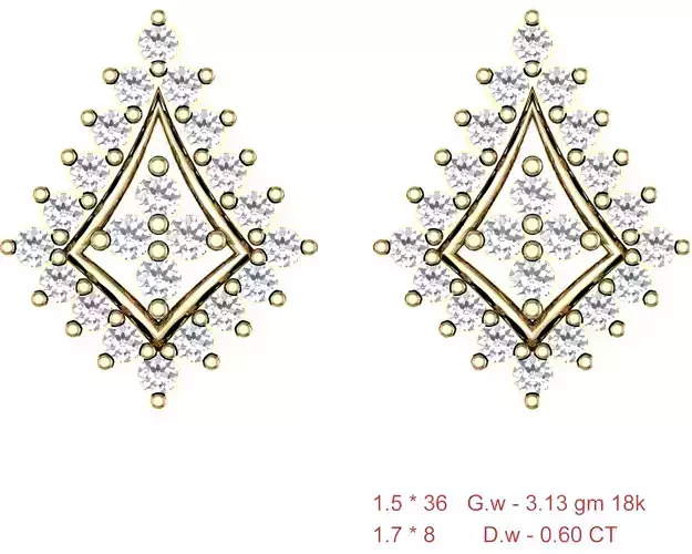 Women Earrings Render 3dm STL OBJ FBX Details 3D print model