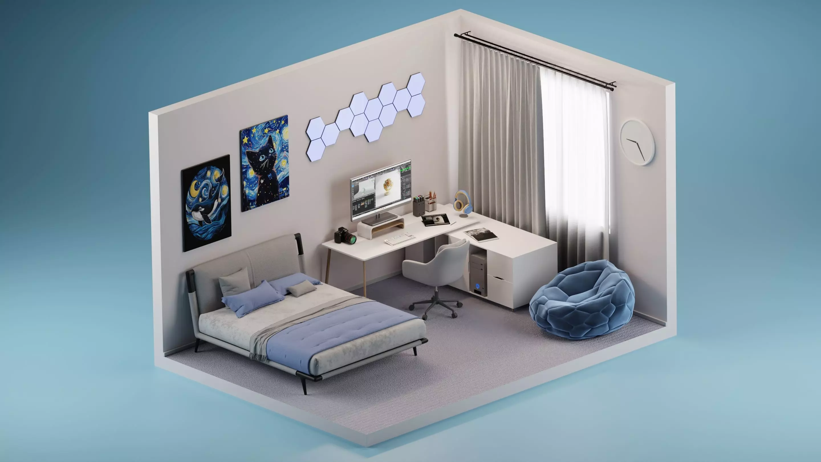 Bedroom interior 3D model_0