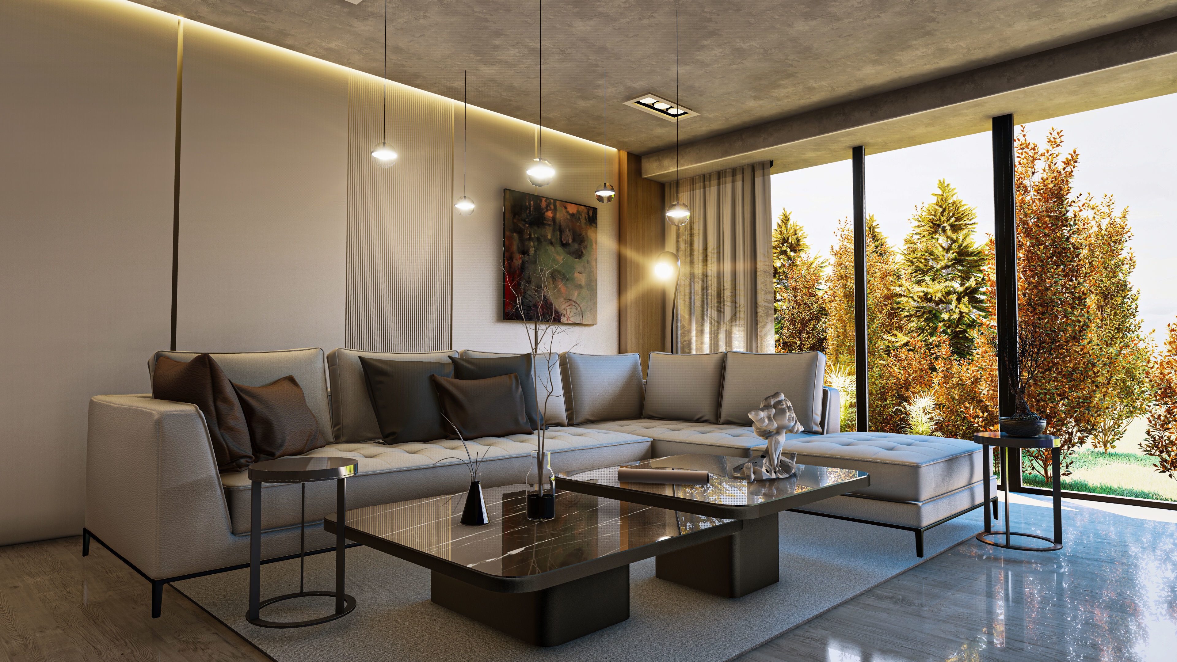 Modern Living Room Interior Scene Render Ready Lumionscene Low-poly 3D model_3