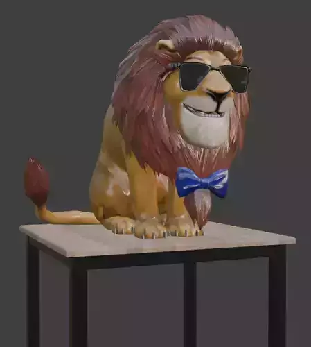 Goggles Lion Animated  Color Fountain Crosing Low-poly 3D model