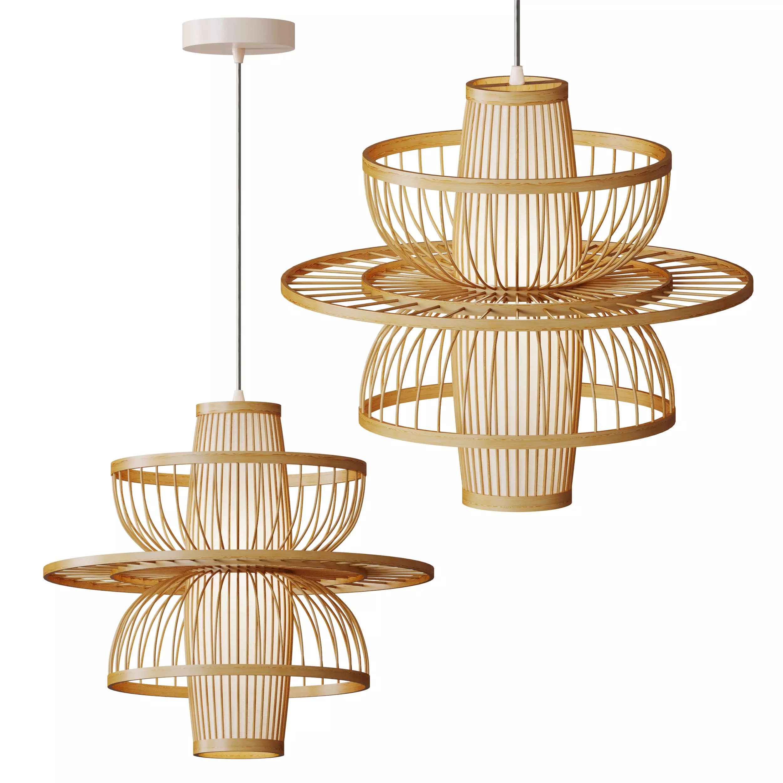 Rattan Pendant Light 3D model_0
