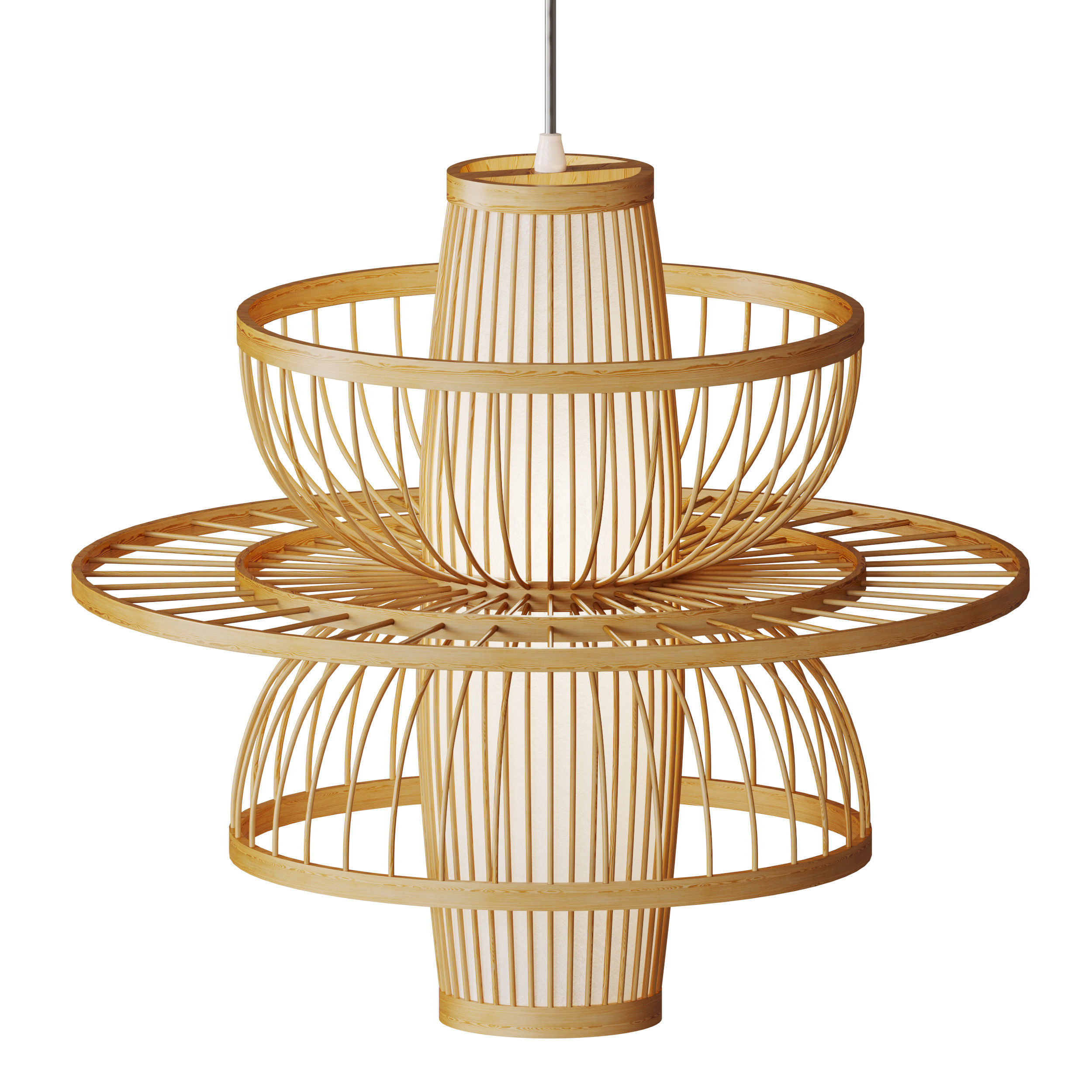 Rattan Pendant Light 3D model_3