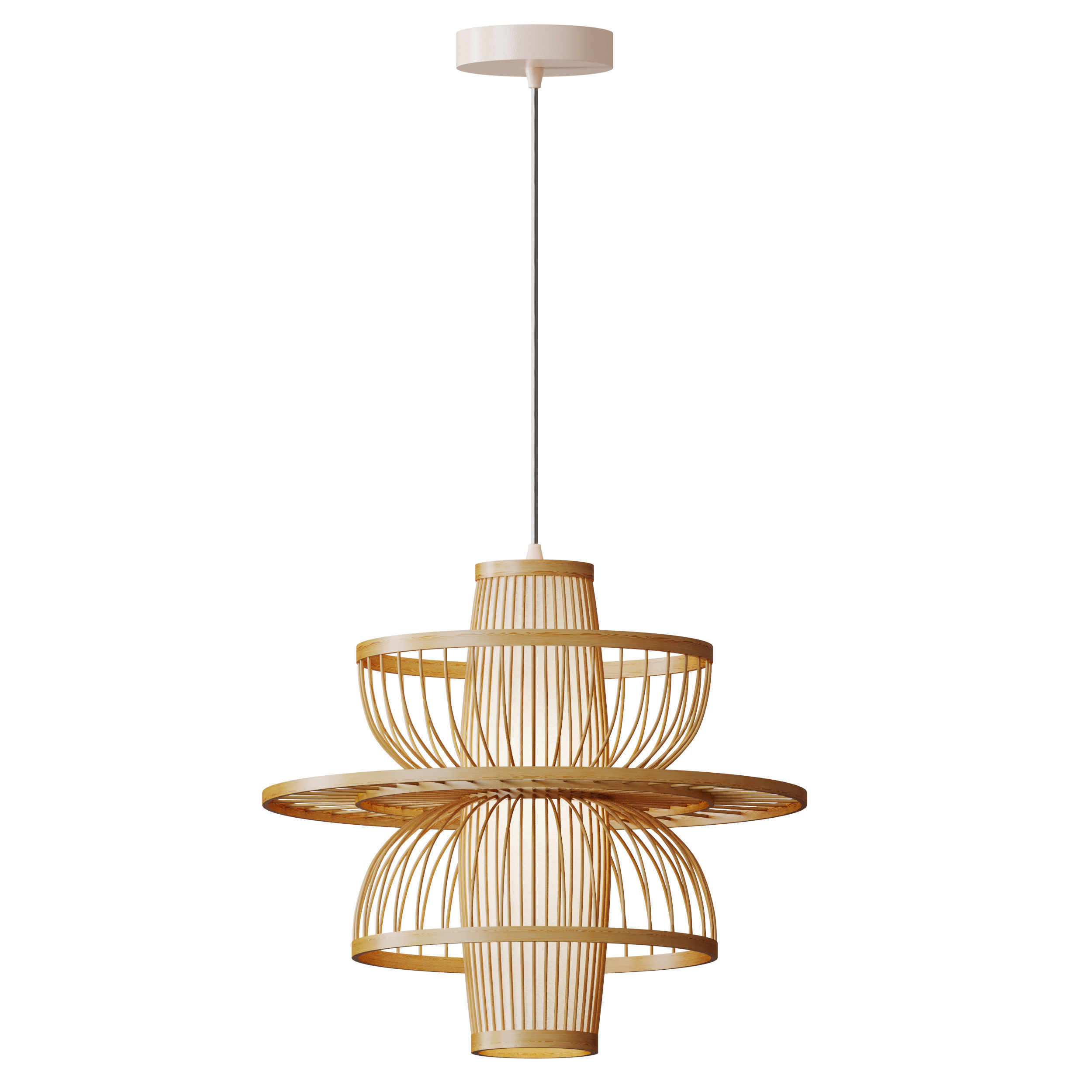 Rattan Pendant Light 3D model_2