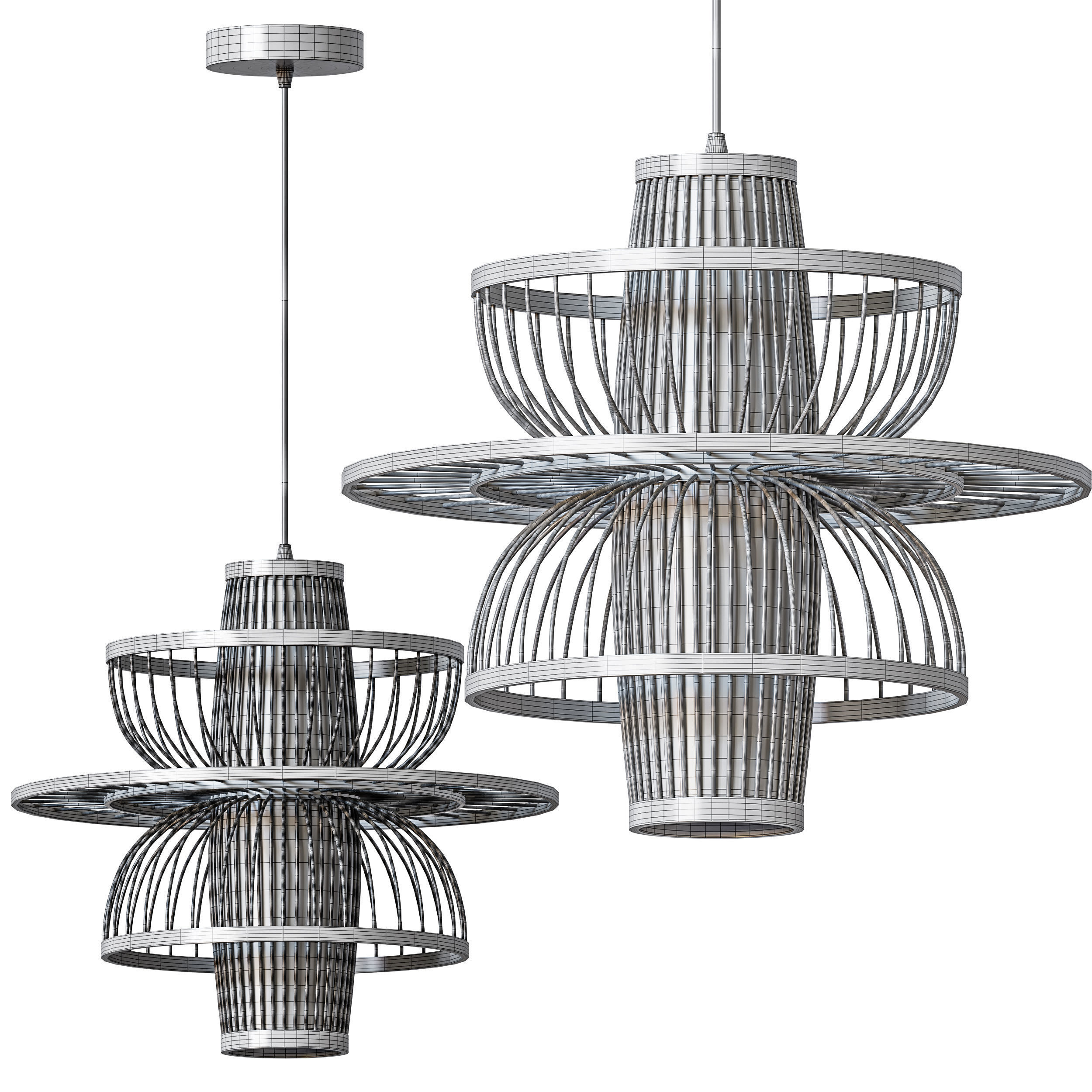 Rattan Pendant Light 3D model_4