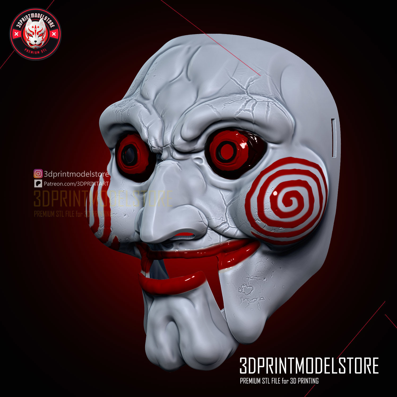 Jigsaw Mask - Horror Movie Cosplay - Movable Jaw 3D print model_3