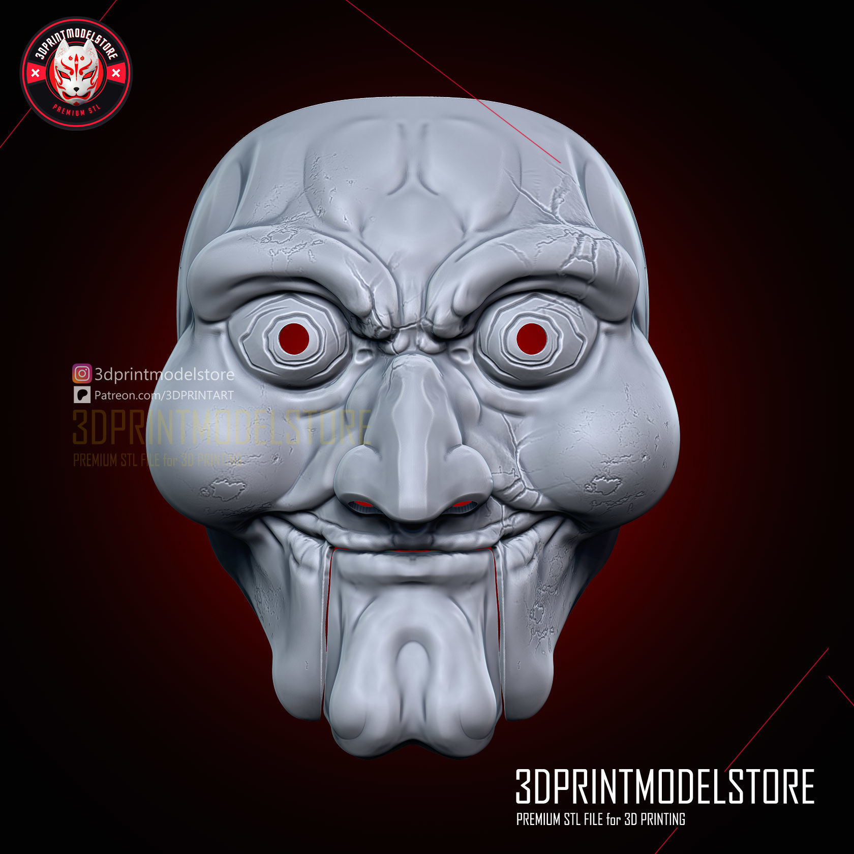 Jigsaw Mask - Horror Movie Cosplay - Movable Jaw 3D print model_7