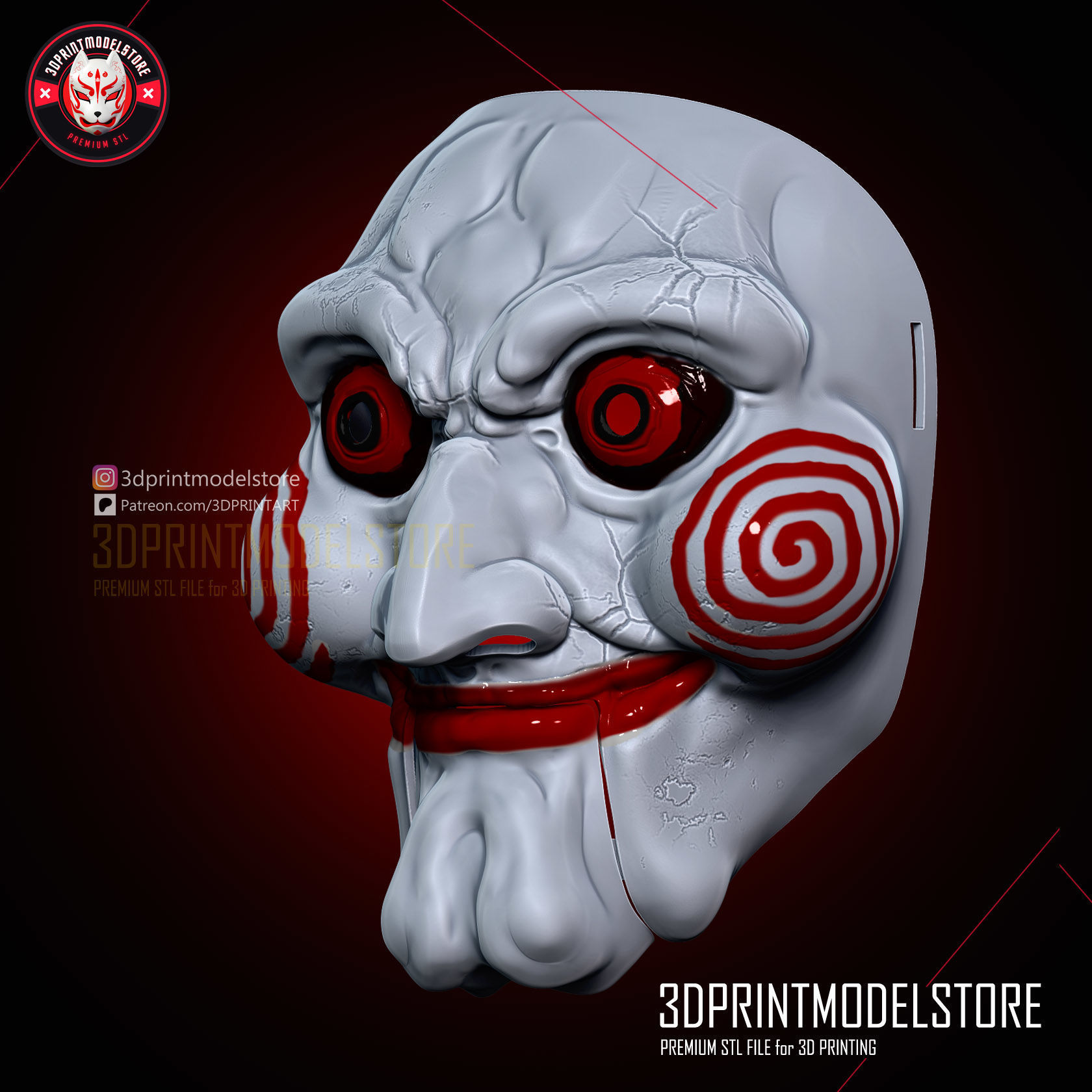 Jigsaw Mask - Horror Movie Cosplay - Movable Jaw 3D print model_2
