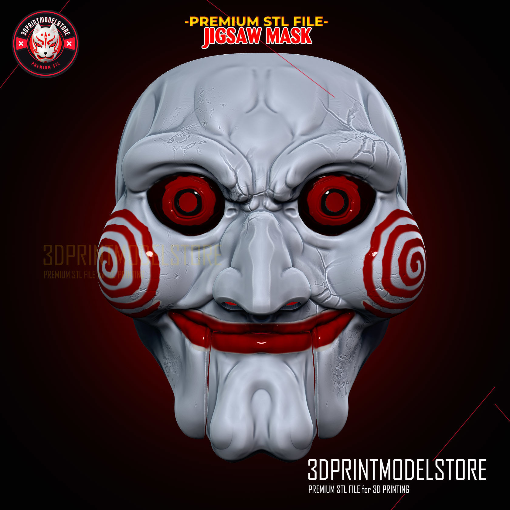 Jigsaw Mask - Horror Movie Cosplay - Movable Jaw 3D print model_1