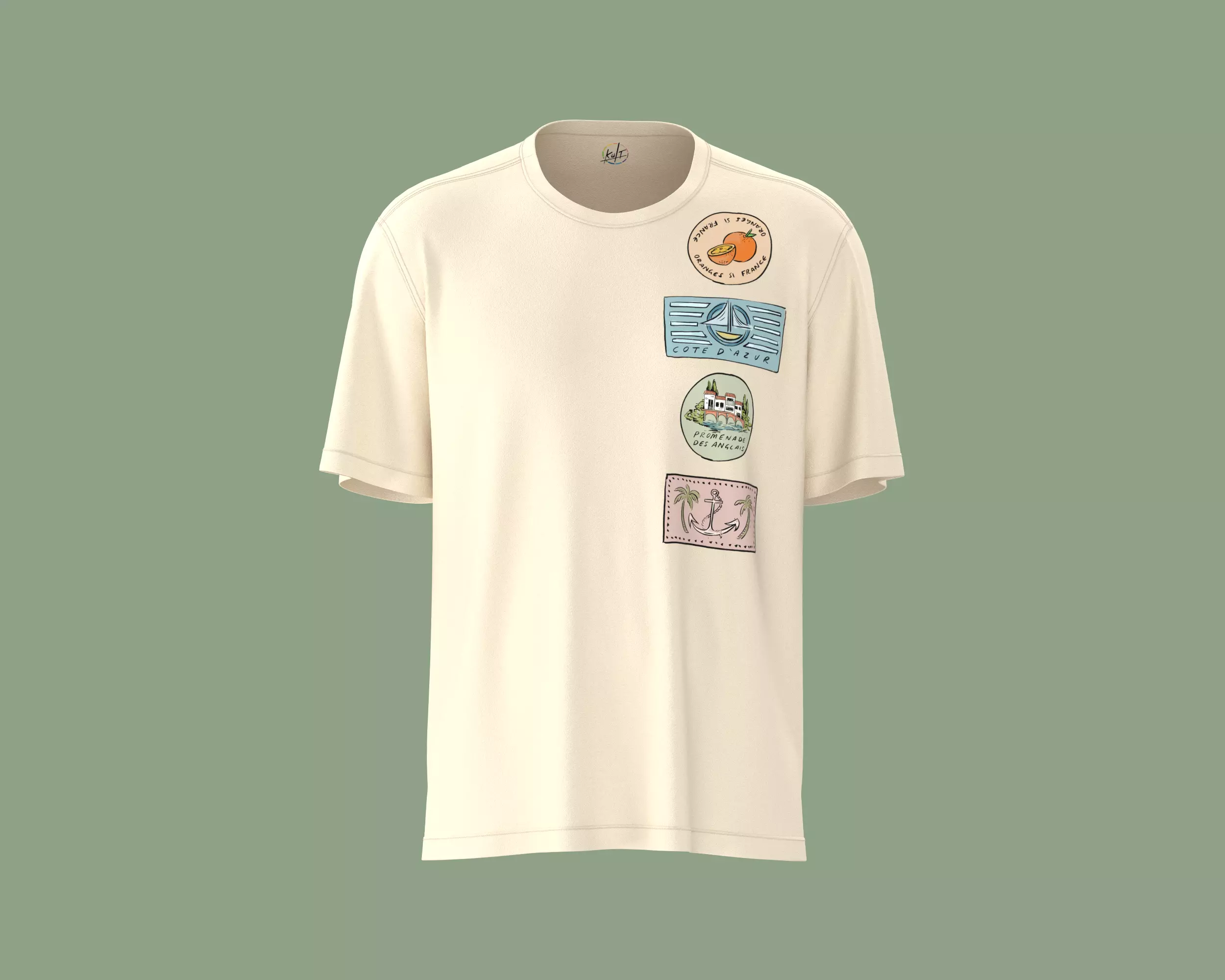 Mens t-shirt with graphic in front side 3D model