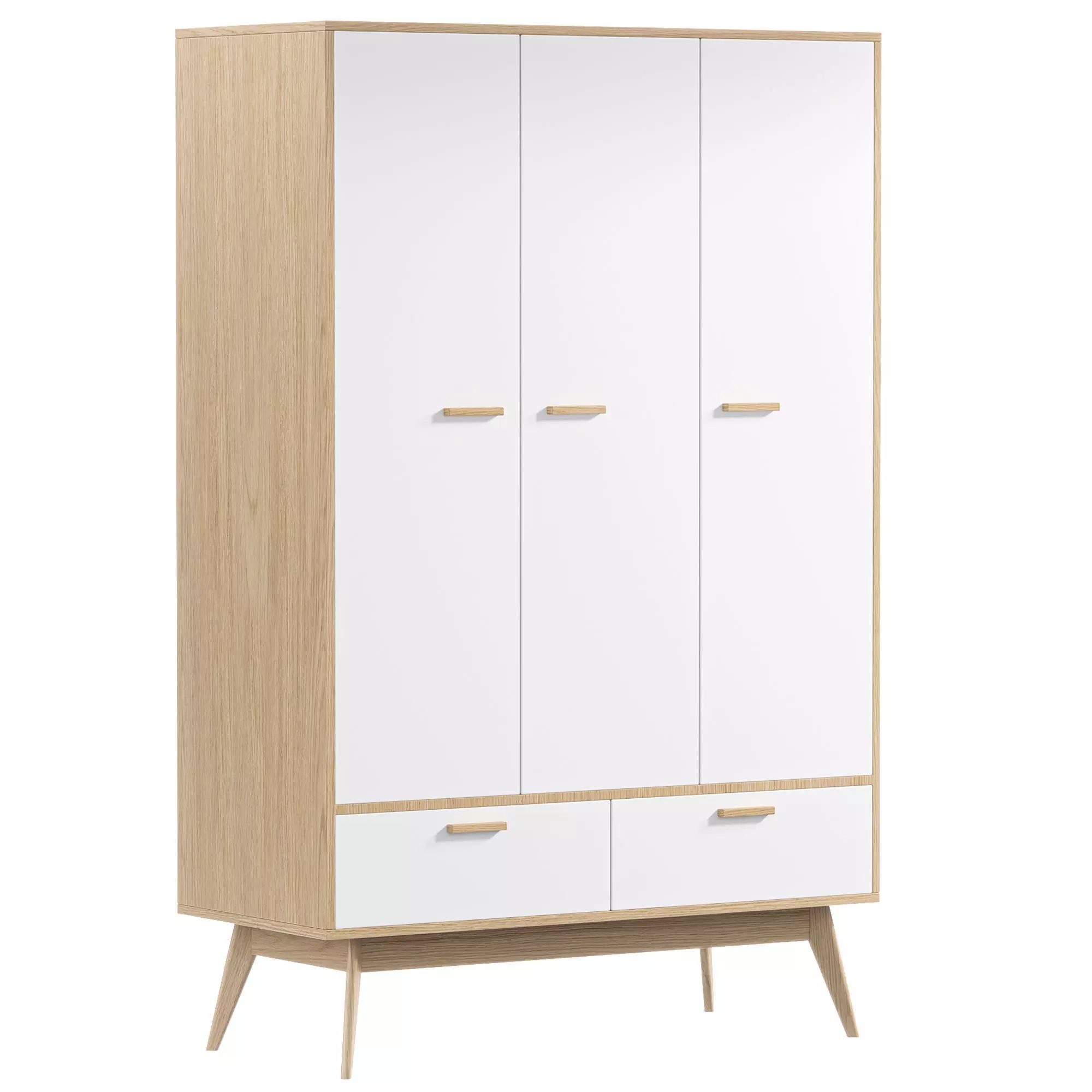 Hinged wardrobe Nordic 3 Wood White Low-poly 3D model