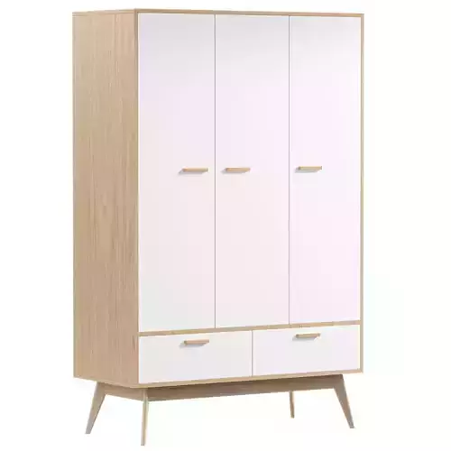 Hinged wardrobe Nordic 3 Wood White