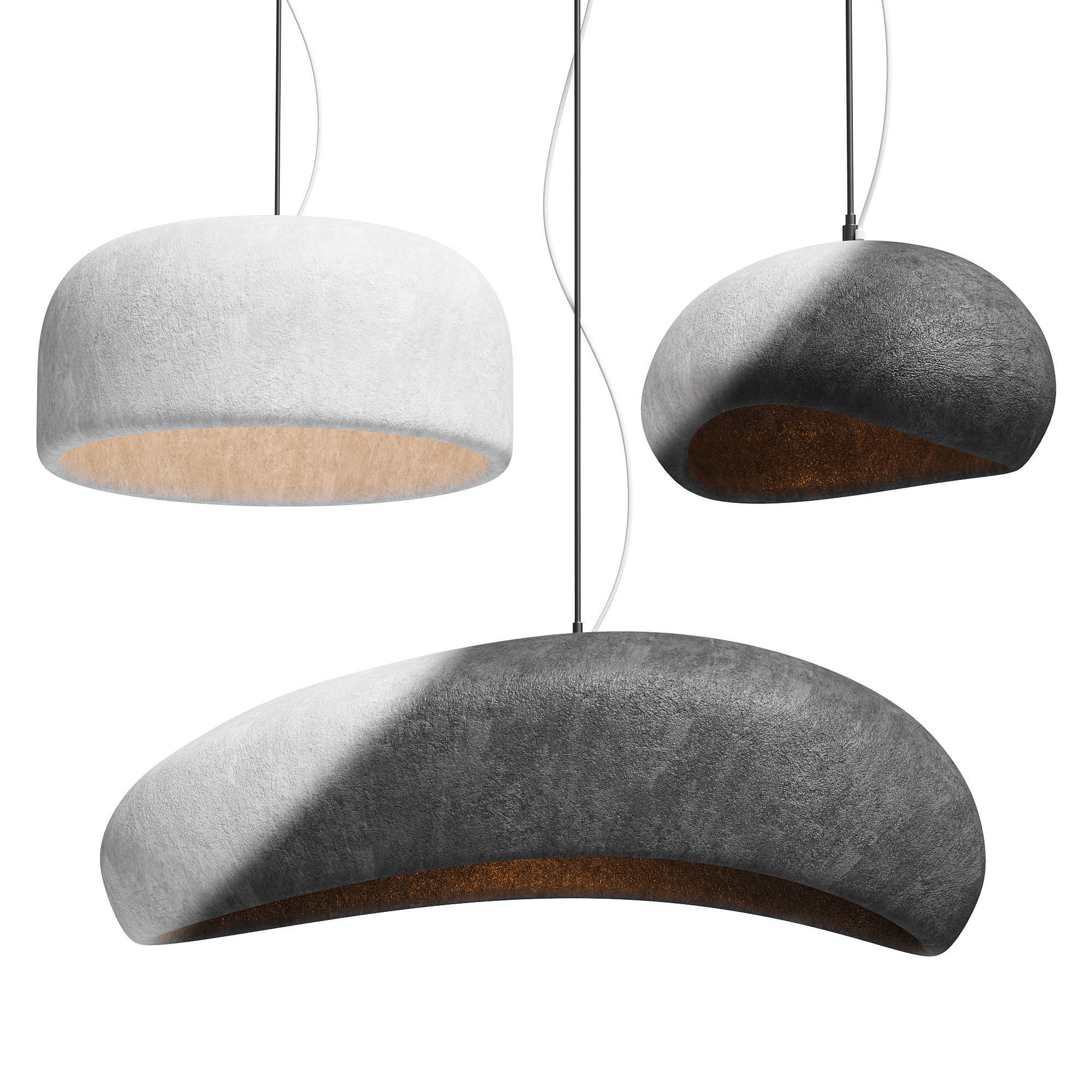 Japanese Wabi Sabi Pendant Lamp 3 shapes 3D model_4
