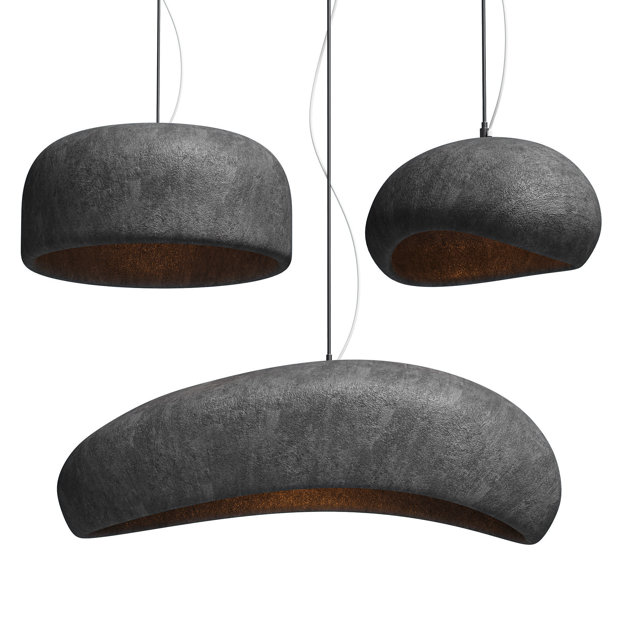 Japanese Wabi Sabi Pendant Lamp 3 shapes 3D model_5