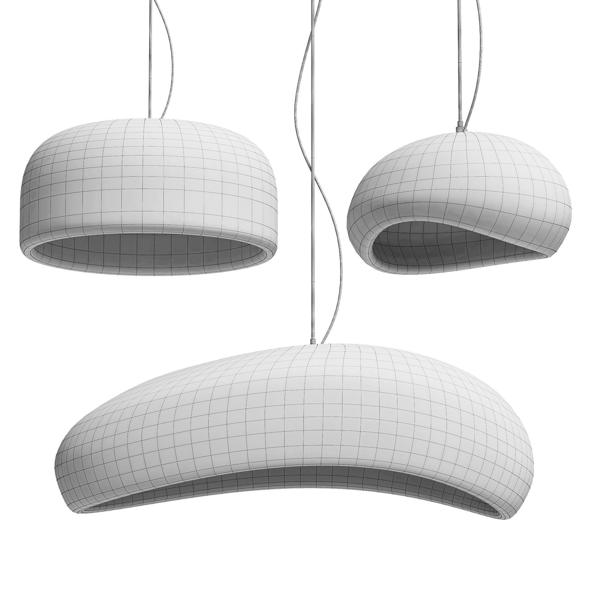 Japanese Wabi Sabi Pendant Lamp 3 shapes 3D model_6