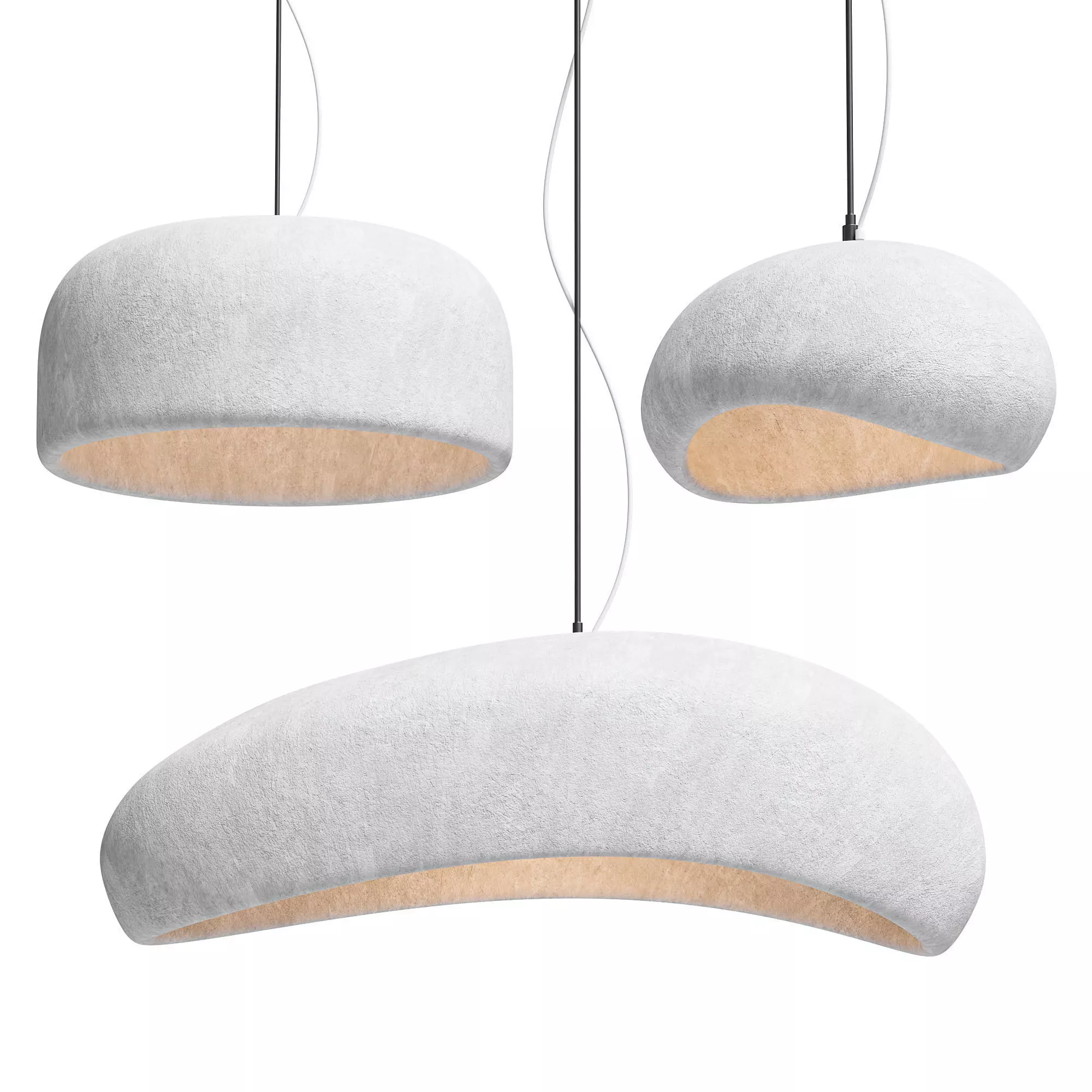 Japanese Wabi Sabi Pendant Lamp 3 shapes 3D model_0