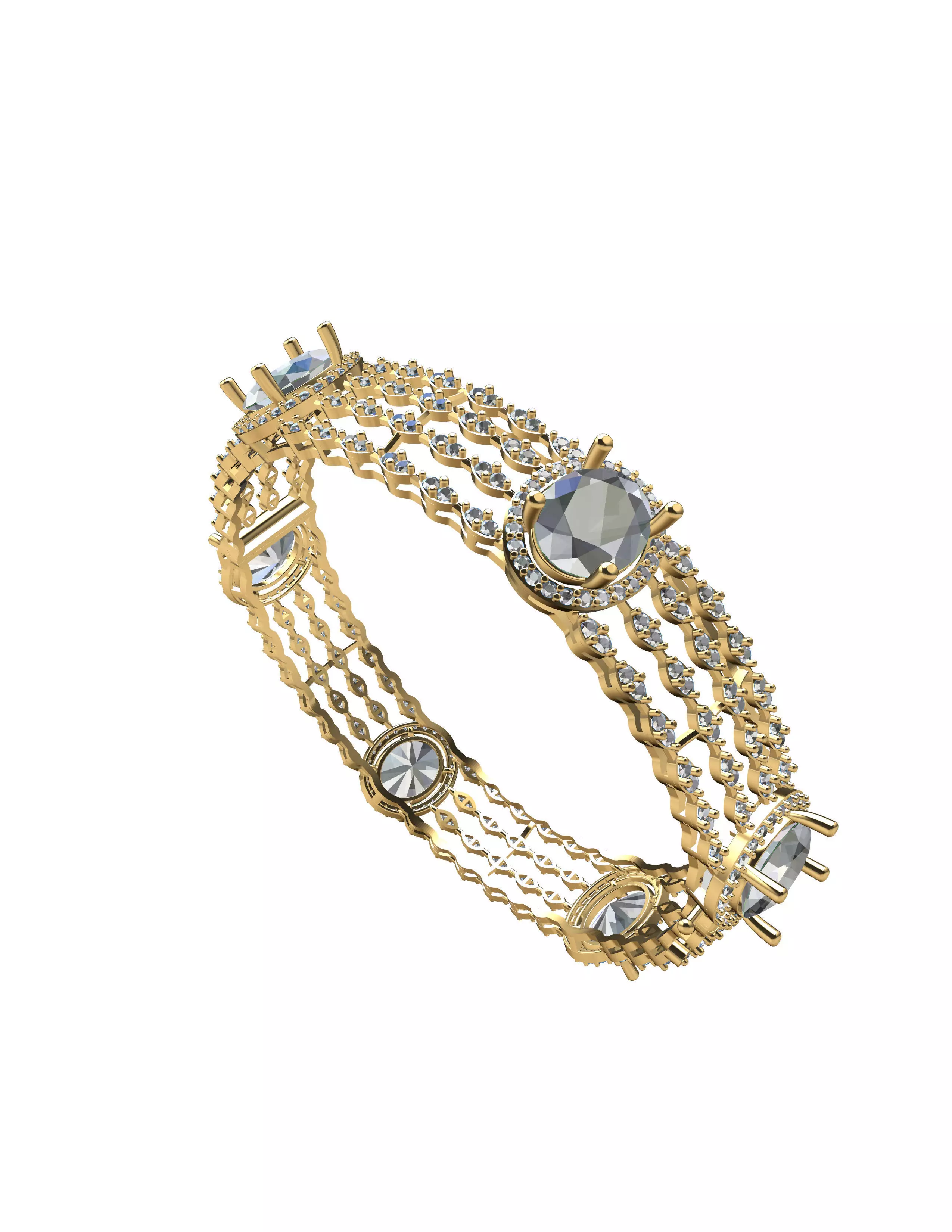 WBQ STYLE WIDE DIAMOND BANGLE 3D print model