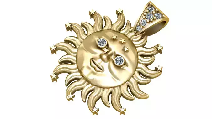 GOLDEN SUN CHARM PENDANT 3D PRINTABLE MODEL 