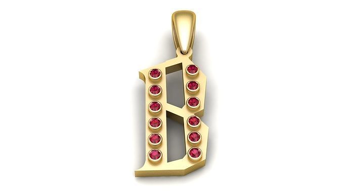 GOLDEN ALPHABET B PENDANT 3D PRINTABLE MODEL 3D print model