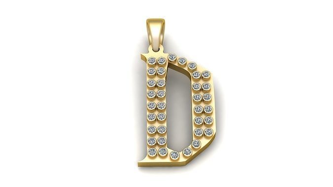 GOLDEN ALPHABET D PENDANT 3D PRINTABLE MODEL 3D print model