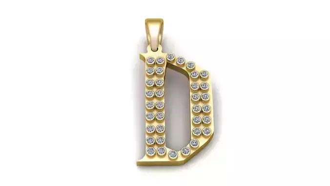 GOLDEN ALPHABET D PENDANT 3D PRINTABLE MODEL