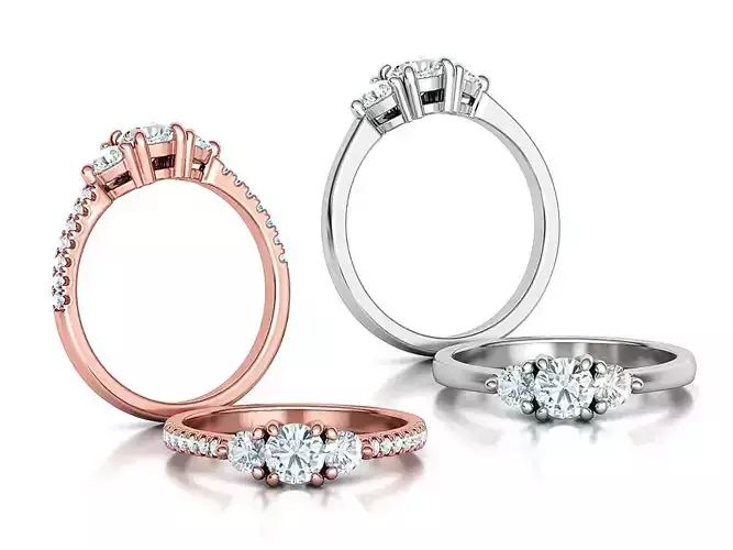3 Stone 2 Promise Rings Collection Engagement 3dmodels