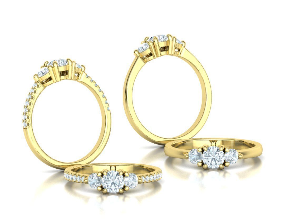 3 Stone 2 Promise Rings Collection Engagement 3dmodels _3