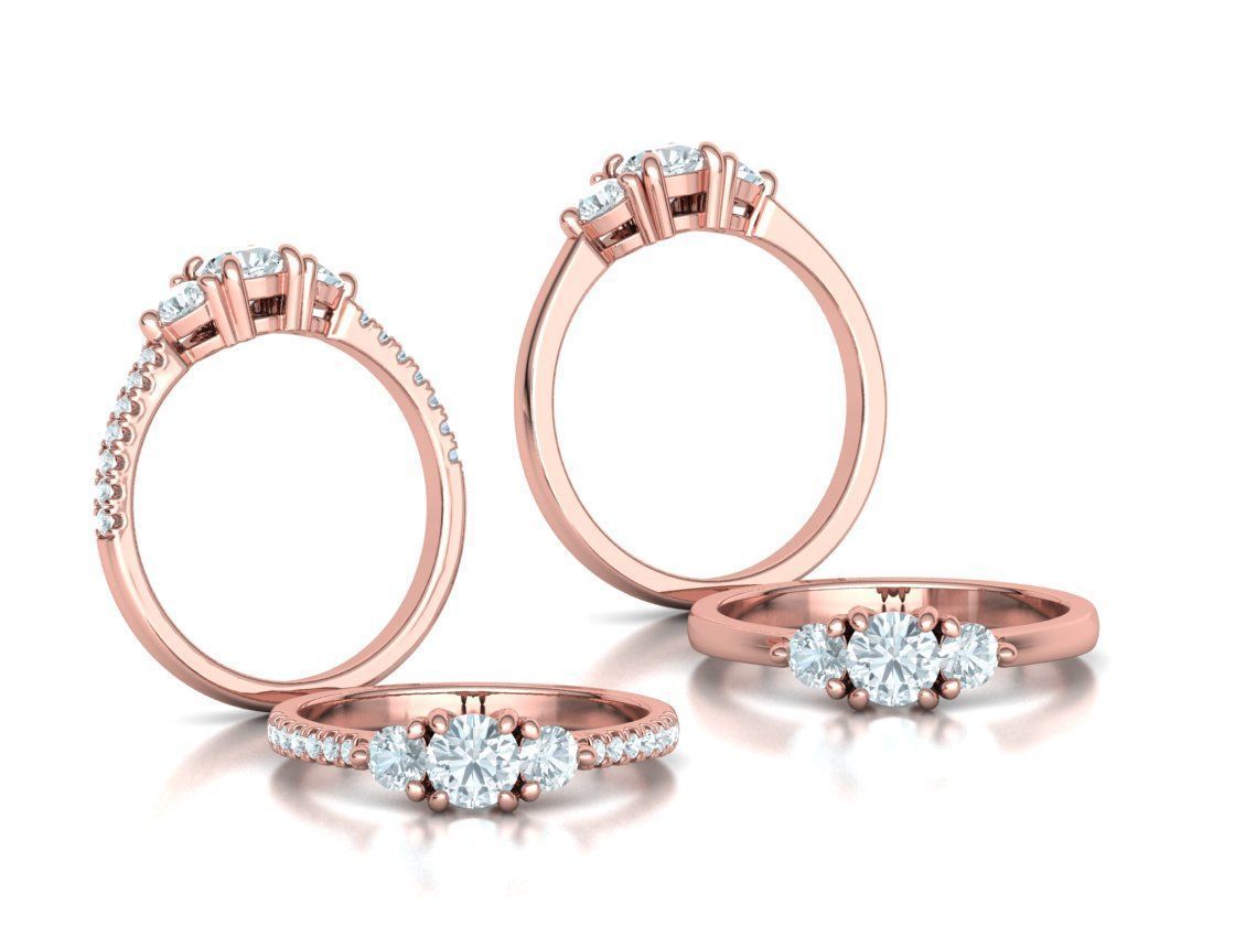 3 Stone 2 Promise Rings Collection Engagement 3dmodels _2