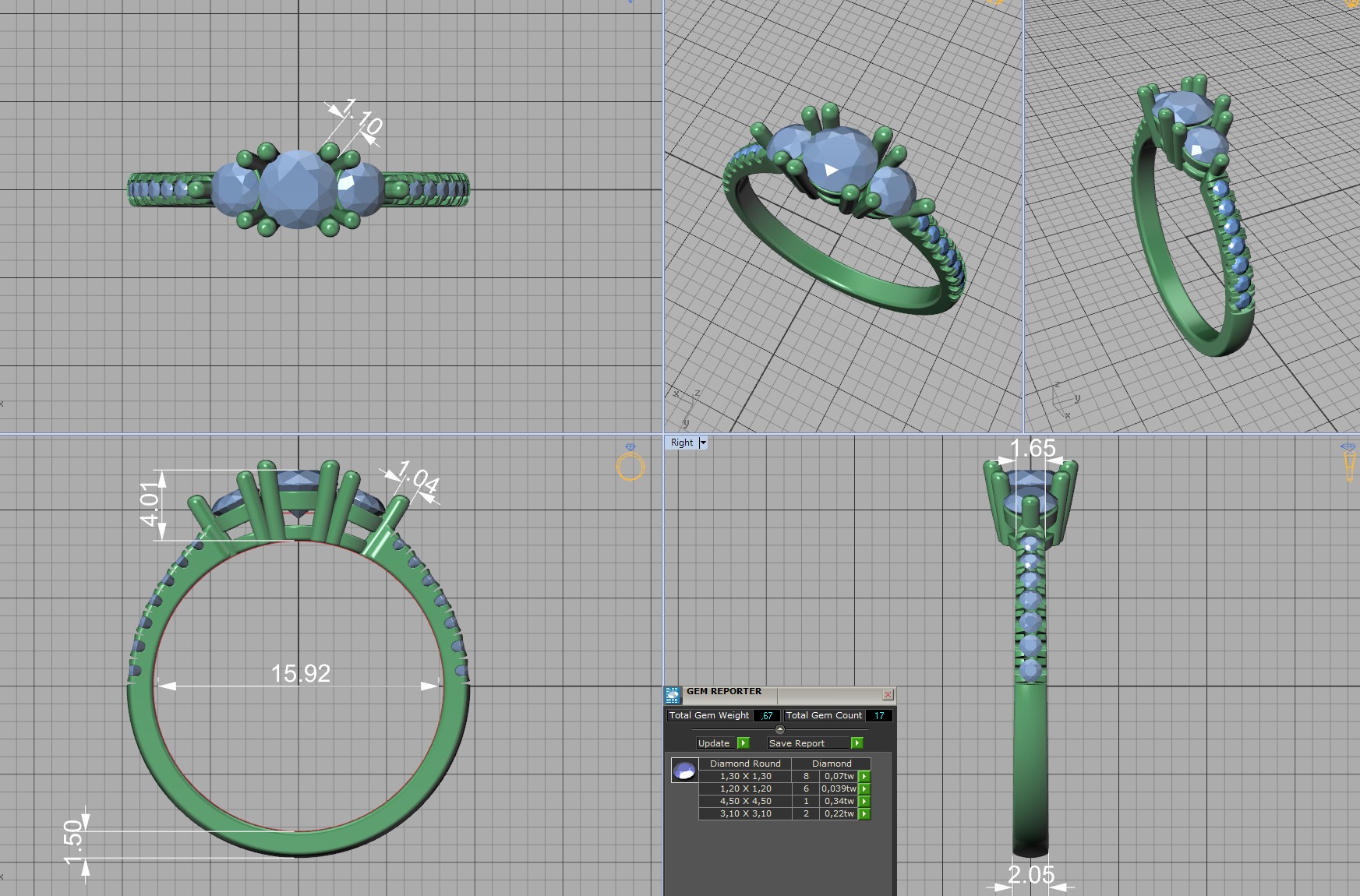 3 Stone 2 Promise Rings Collection Engagement 3dmodels _24