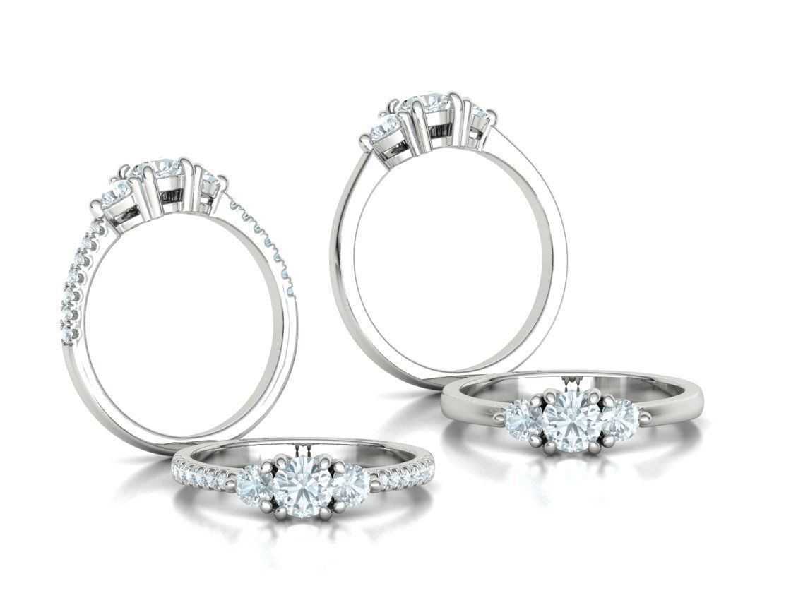 3 Stone 2 Promise Rings Collection Engagement 3dmodels _4