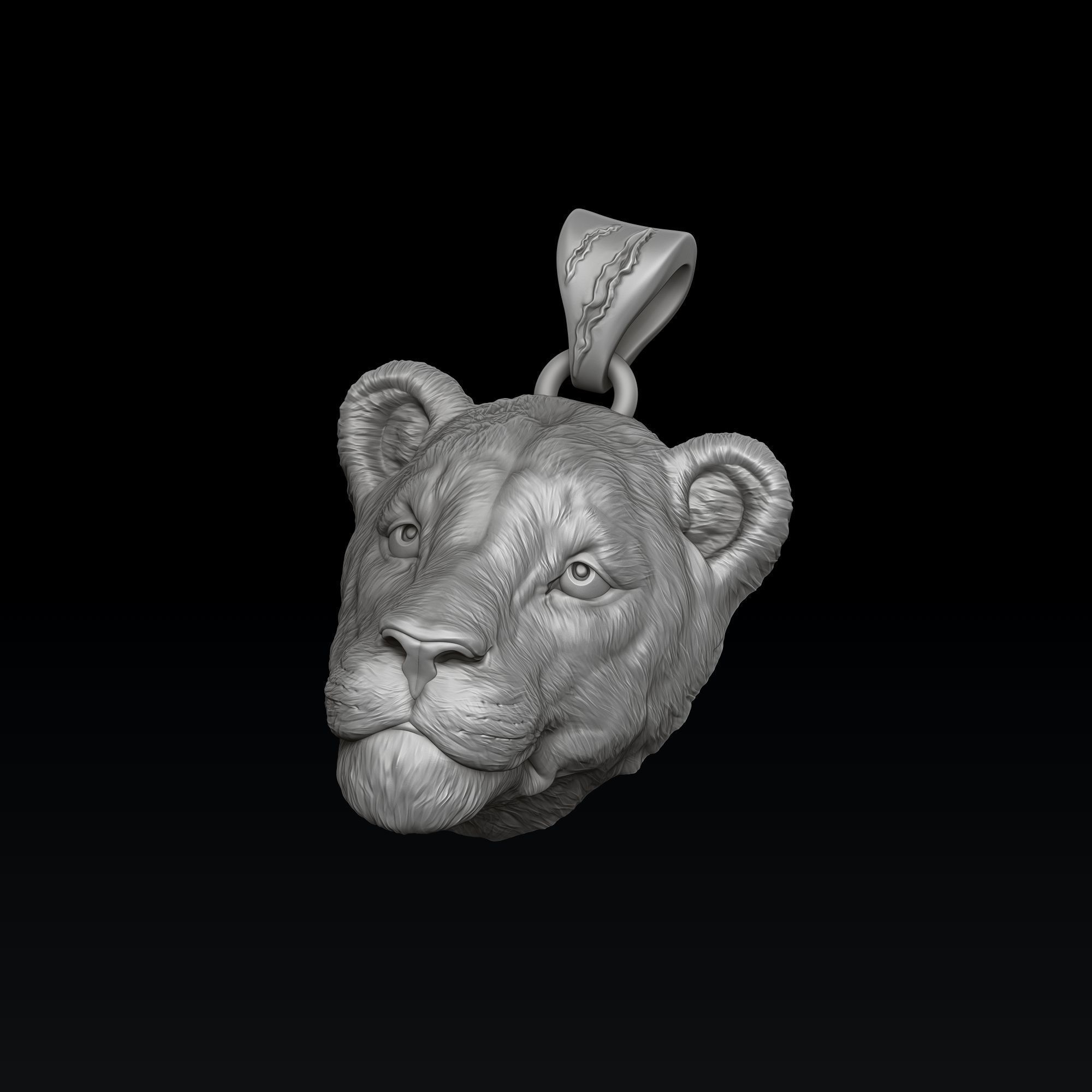 Lioness Pendant 3D print model_2