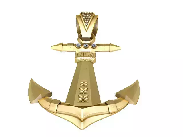 GOLDEN ANCHOR PENDANT 3D PRINTABLE MODEL 