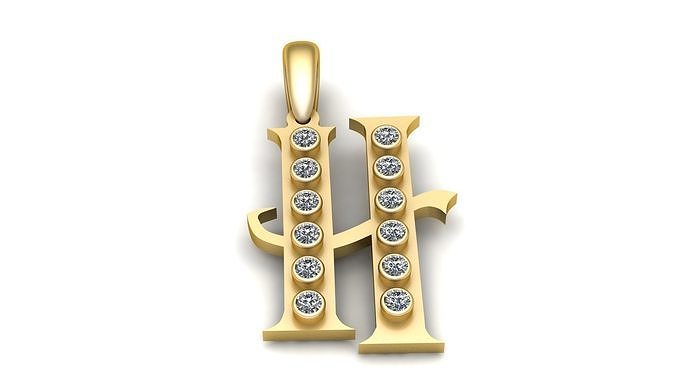 GOLDEN ALPHABET H PENDANT 3D PRINTABLE MODEL 3D print model